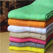 秋冬新款义乌袜子竹纤维纯棉星期袜女糖果色小波点袜子批发城