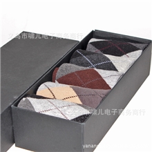 外贸原单英伦格子全棉男袜礼盒袜星期袜中筒男袜直销A-126B