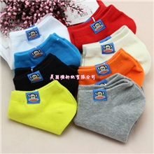 M1227厂家批发卡通袜子糖果色彩色船袜外贸棉袜