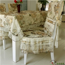 低价不低质:椅垫椅背桌布台布餐桌套装月下花影