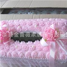 批发供应千朵玫瑰纸巾盒加海绵