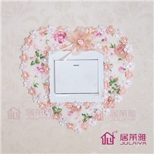 居莱雅韩式田园小花布艺开关贴蕾丝开关套开关罩开关防尘罩