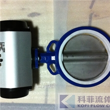 D671F气动对夹式四氟阀座蝶阀、气动不锈钢板蝶阀、气动蝶阀