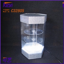 优势厂家供应压克力亚克力360度旋转灯箱，银色展示柜C32805