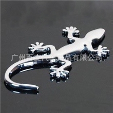 实心壁虎金属车贴银色汽车立体改装贴3D贴壁虎贴