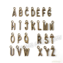 厂家供应diy复古饰品配件26个英文字母锌合金电镀古青铜