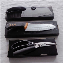 【厂家批发】T3德国冰点刀(有孔)冻肉刀鸡骨剪展会赠品套装3件套