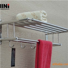 批发工程专用挂件浴巾架MINI-8358#双层亮光带钩不锈钢毛巾架