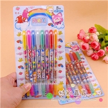 可爱8色闪光笔卡通荧光笔彩色粉彩笔小学生奖品