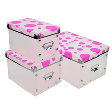 家居用品多功能金属边环保PP有盖收纳盒/整理盒三件套