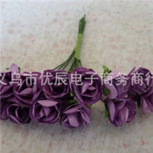 供应喜糖盒配件纸花喜庆用品配饰花婚庆装饰小玫瑰纸花批发厂家