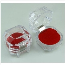 透明红底水晶戒指盒子首饰盒包装盒耳钉盒饰品盒批发