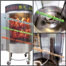 供应上海连富YKL-800型燃气木炭旋转烤鸭炉烤鸭箱烤鸡炉厂直销