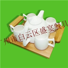 热销高档白色陶瓷茶壶茶杯6件套整套茶具茶盘套装