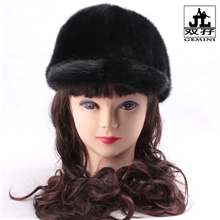 出口丹麦水貂尾帽子皮草帽子水貂帽子水貂鸭舌帽子裘皮帽子