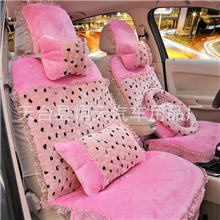 厂家供应2013点点毛绒可爱蕾丝女士座垫汽车坐垫批发