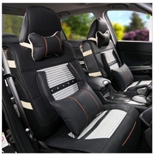 【厂家爆款】镶5钻高档皮冰丝汽车坐垫新座垫套四季通用夏季凉垫