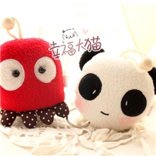 创意手工坊可爱卡通熊猫/章鱼毛绒公仔宝马车钥匙包/钥匙扣