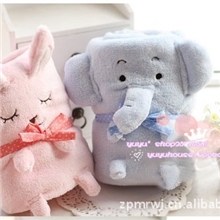 新升级版日单无敌可爱蓝大象粉兔兔空调毯午休毯珊瑚绒毯小毛毯