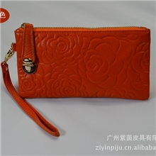 供应2011年新款女士真皮长款钱包牛皮手挽包手手拿包