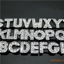 直接工厂镶钻DIY字母批发金属DIY穿带字母批发【8MM全钻字母】