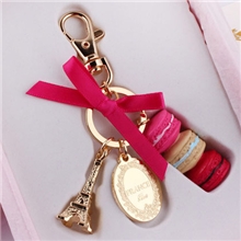 厂家直销时尚法国巴黎精品日韩潮品蛋糕钥匙扣马卡龙钥匙扣