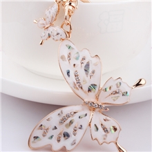 厂家直销供应女士汽车挂件贝壳瓷蝴蝶钥匙链创意韩版钥匙扣