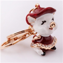批发供应（女款）镀金小猪猪钥匙扣。礼品动物生肖金属新款钥匙扣