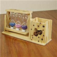 3个流沙笔筒，木质家居办公桌面礼品玻璃瓶木制笔插润婷加盟0055