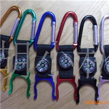 批发自产自销6号登山扣，20MM直径带皮套指南针，快挂瓶扣系列