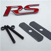 通用金属RS中网车标卡扣式锌合金红色标志配螺丝