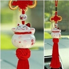 招财猫汽车挂件厂家直销热销陶瓷汽车挂件骨瓷招财猫挂件