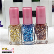 305高档小方瓶雪花亮片指甲油环保指甲油多色混批精品美甲批发