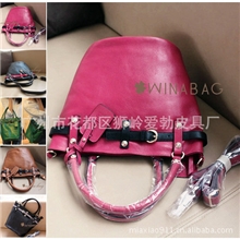 2013秋冬新款巴黎头层牛皮世家撞色桶包斜挎包单肩包广州皮具厂