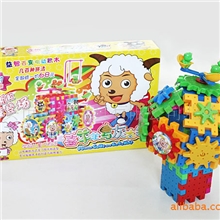 厂家直销疯抢81块电动积木最新版喜洋洋儿童玩具6.1礼品