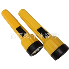 供应塑料手电筒黄身黑头LED手电筒2节5号电池手电筒手电筒