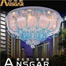 【好货源】7393天蓝色水晶吸顶新款灯古镇平板led水晶灯
