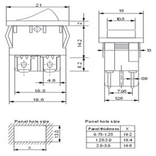 供应15*21方形带灯翘板开关