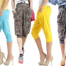 优质女裤子批发哈伦裤欧美风涂鸦印花小脚七分裤休闲显瘦潮摆地摊