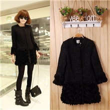 M暂缺10.21爆款日韩女装批发外贸原单立体蕾丝花品牌时尚外套大衣