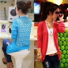 韩版新款蕾丝镂空针织衫开衫女装薄款防晒衫钩花空调衫批发