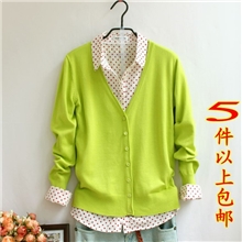 淘宝爆款韩版百搭卷边包扣女针织衫开衫女式春装厂家批发