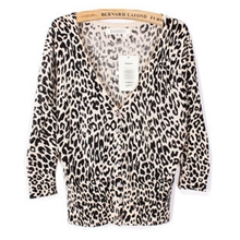 外贸女豹纹印花短款针织衫七分袖小外套薄款女式开衫厂家直销