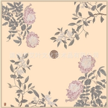 传世名画艺术方巾《月季茉莉图》真丝丝巾