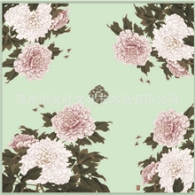 传世名画艺术方巾《牡丹图》真丝