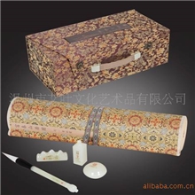 传世丝绸书画精品套装富春山居图+阿富汗白玉文房四件套装