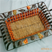 藤铁水果盘、藤铁果盘、工艺水果盘、金属水果盘、浅盘