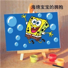 【学生手工】时尚好玩迷你数字油画一件代发《海绵宝宝的拥抱》