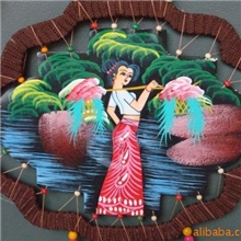 民族家居饰品酒吧茶室装饰品东巴灯笼皮画赶花街2件起批L0205-10