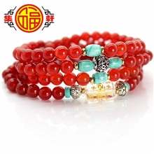 批发天然红玛瑙108颗佛珠手链6mm批发饰品地摊